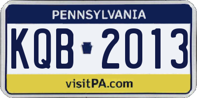 PA license plate KQB2013