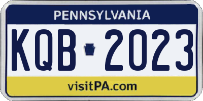 PA license plate KQB2023