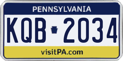 PA license plate KQB2034