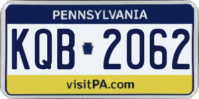 PA license plate KQB2062