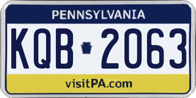 PA license plate KQB2063
