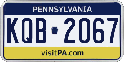 PA license plate KQB2067