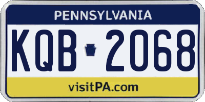 PA license plate KQB2068