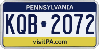 PA license plate KQB2072