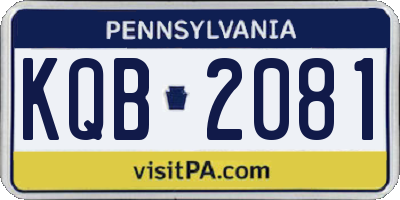 PA license plate KQB2081