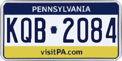 PA license plate KQB2084
