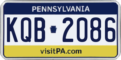 PA license plate KQB2086