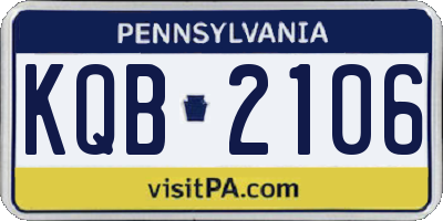 PA license plate KQB2106