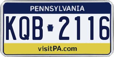 PA license plate KQB2116