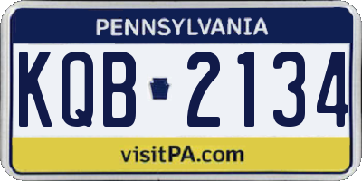 PA license plate KQB2134