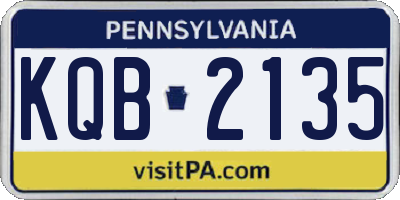 PA license plate KQB2135