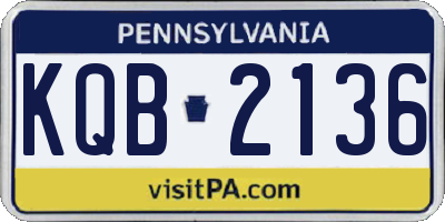 PA license plate KQB2136