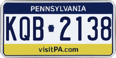 PA license plate KQB2138