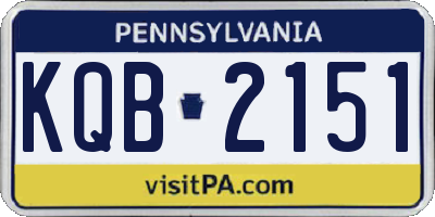 PA license plate KQB2151