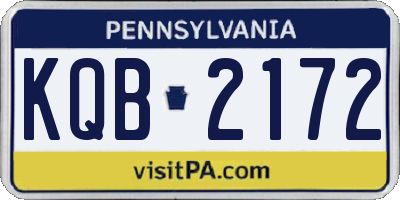 PA license plate KQB2172