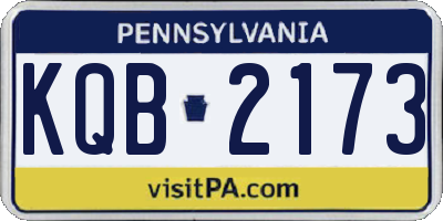 PA license plate KQB2173