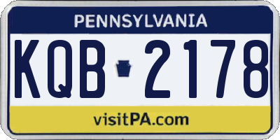 PA license plate KQB2178
