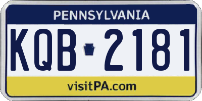 PA license plate KQB2181