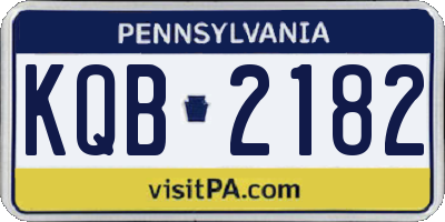 PA license plate KQB2182