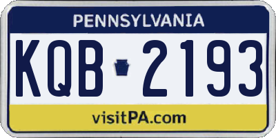 PA license plate KQB2193