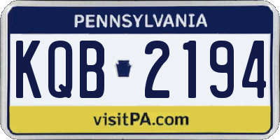 PA license plate KQB2194