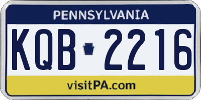 PA license plate KQB2216