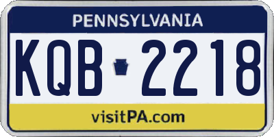 PA license plate KQB2218