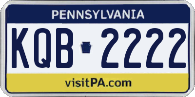 PA license plate KQB2222