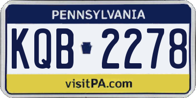 PA license plate KQB2278