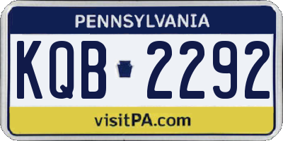 PA license plate KQB2292