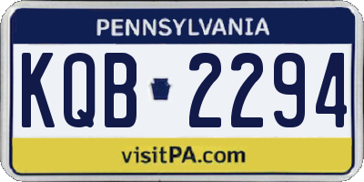 PA license plate KQB2294