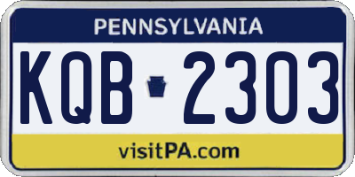 PA license plate KQB2303
