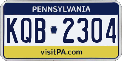 PA license plate KQB2304