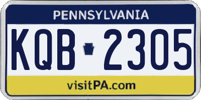 PA license plate KQB2305