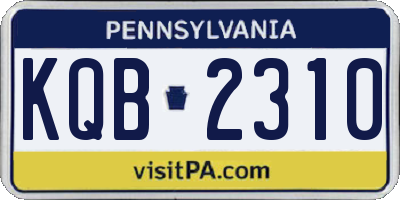 PA license plate KQB2310