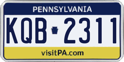 PA license plate KQB2311