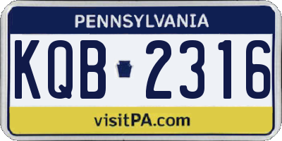 PA license plate KQB2316