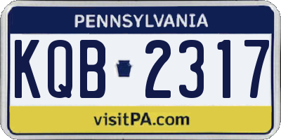 PA license plate KQB2317