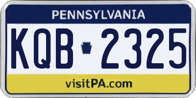 PA license plate KQB2325