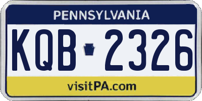 PA license plate KQB2326