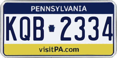 PA license plate KQB2334