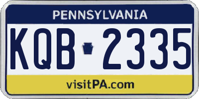PA license plate KQB2335