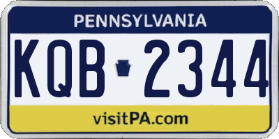PA license plate KQB2344