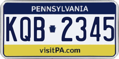 PA license plate KQB2345