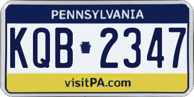PA license plate KQB2347