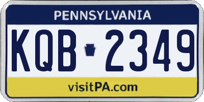PA license plate KQB2349