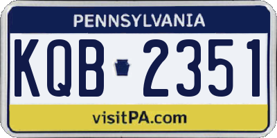 PA license plate KQB2351