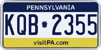 PA license plate KQB2355