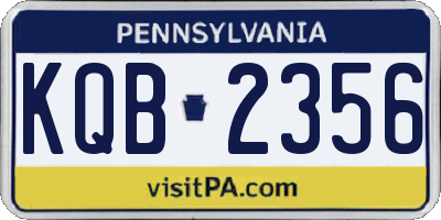 PA license plate KQB2356