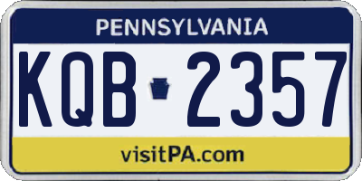 PA license plate KQB2357